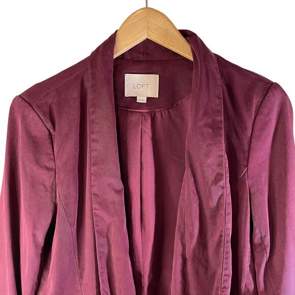 LOFT Women's Open Front Blazer Jacket Burgundy Size Small Career Office Siren - Picture 4 of 7